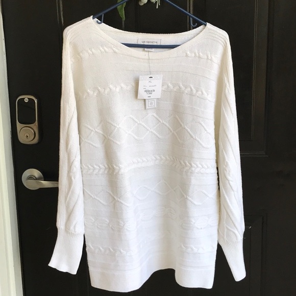 Llz Claiborne Sweaters - NWT!   Very nice pure white pullover sweater Sz XL